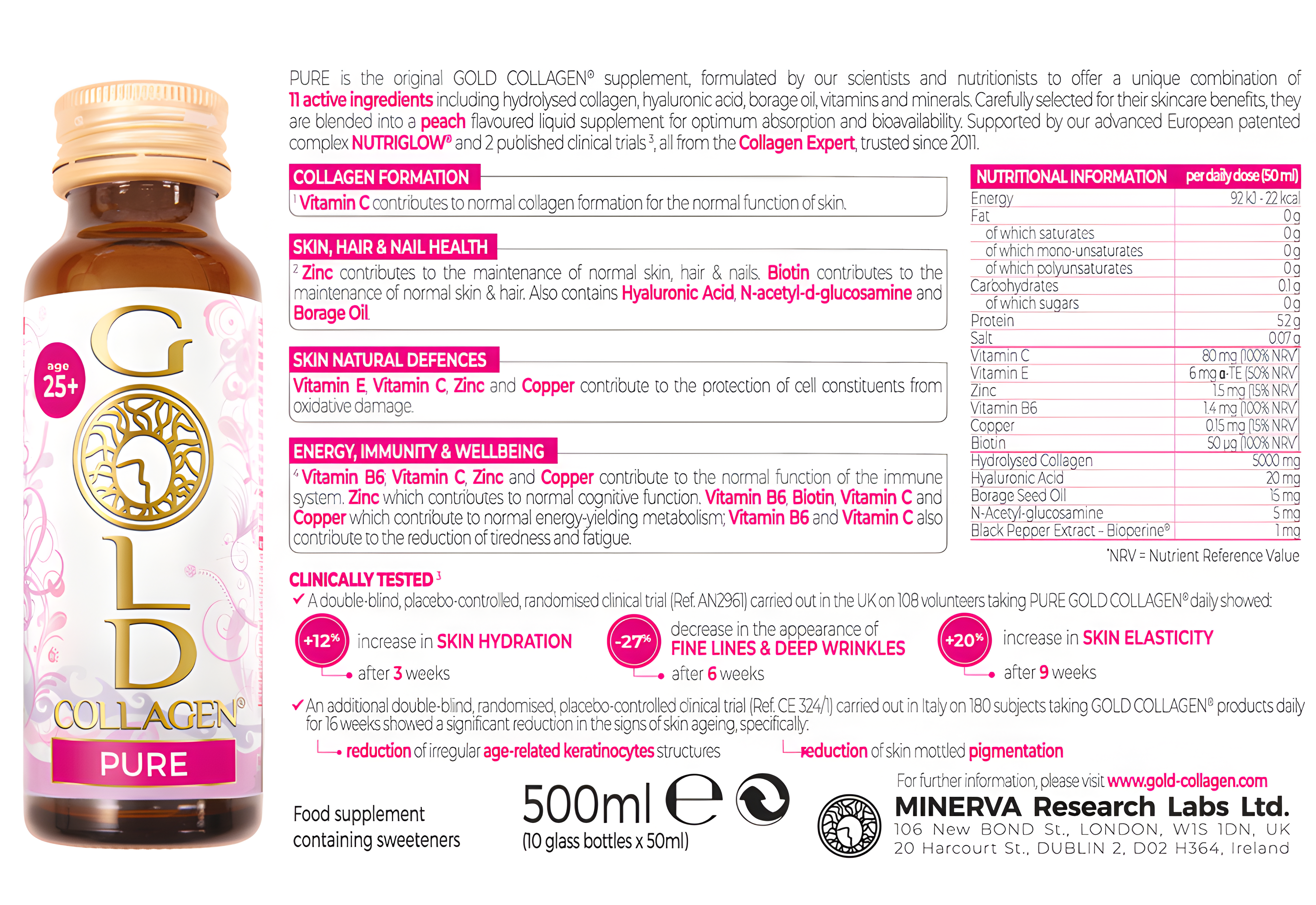 GOLD COLLAGEN - PURE 50ml Bottles - Pack Of 10'S