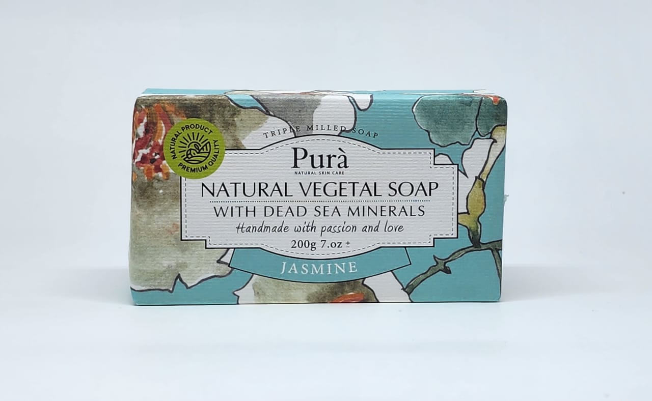 PURA Natural Vegetal Soap with Dead Sea Minerals - JASMINE 200 gm (Handmade Soap)