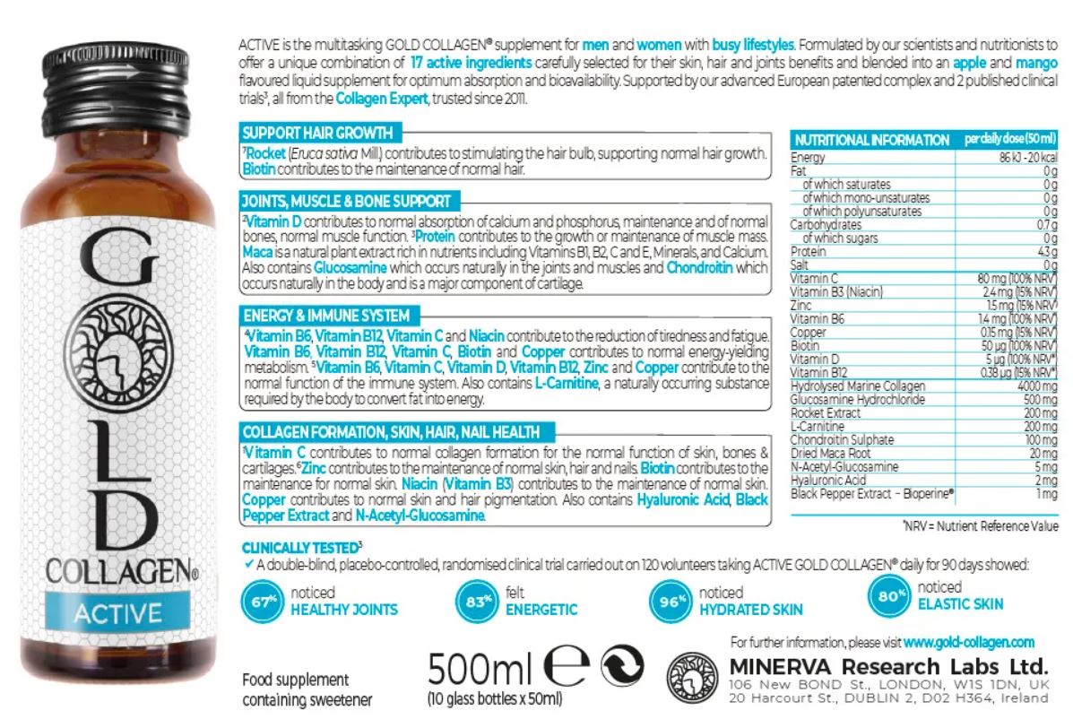 GOLD COLLAGEN - ACTIVE 50ml Bottles - Pack Of 10'S