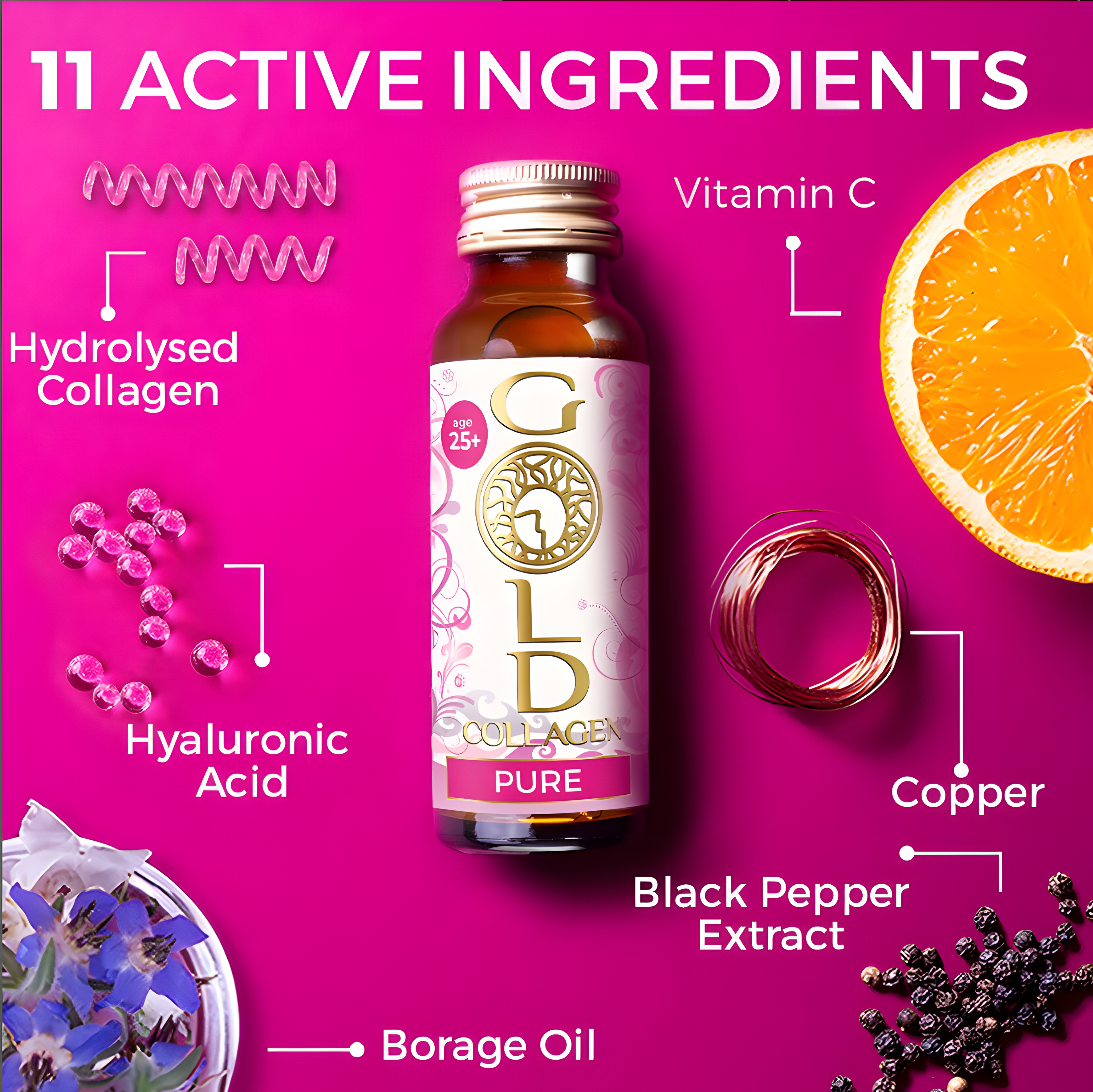 GOLD COLLAGEN - PURE 50ml Bottles - Pack Of 10'S
